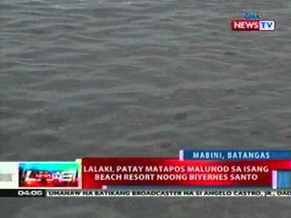 NTL: Lalaki sa Bantagas, patay nang malunod sa beach resort noong Biyernes Santo