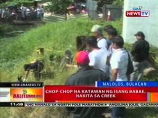 BT: Chop-chop na katawang ng isang babae, nakita sa creek sa Bulacan