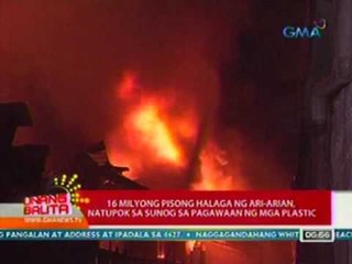 UB: 16 milyong pisong halaga ng   ari-arian, natupok sa sunog sa   pagawaan ng mga plastic