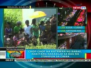 BP: Chop-chop na kawatan ng babae,   nakitang nakasilid sa bag na itinapon   sa creek