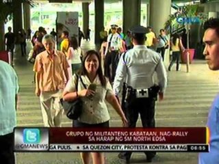 24oras: Grupo ng militanteng   kabataan, nag-rally sa harap ng   SM North Edsa
