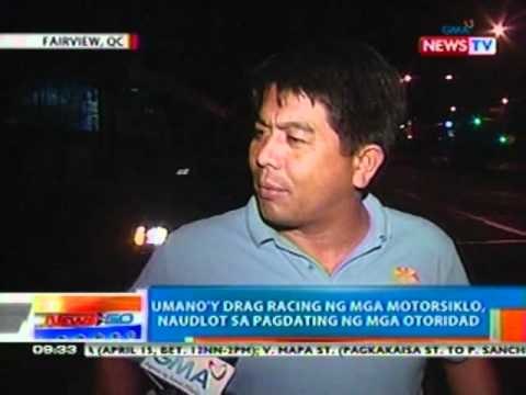 NTG: Umano'y drag racing ng mga motorsiklo sa QC, naudlot sa pagdating ng mga otoridad (041312)