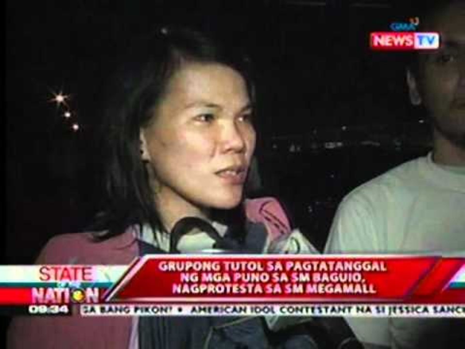 Grupong tutol sa pagtatanggal ng   mga puno sa SM Baguio,   nagprotesta sa SM Megamall