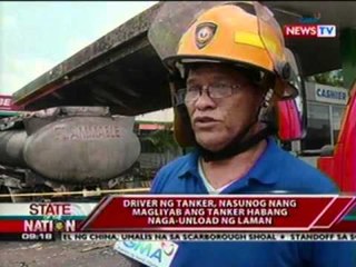 SONA: Driver ng tanker, nasunog nang   magliyab ang tanker habang   naga-unload ng laman