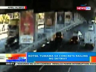 NTG: Kotse, tumama sa concrete railing ng Skyway (041712)