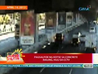 UB: Pagsalpok ng kotse sa concrete railing ng Skyway, huli sa CCTV (041712)