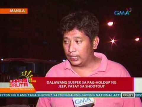 UB: 2 suspek sa panghoholdap ng jeep sa Maynila, patay sa shootout (041712)
