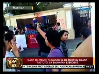 24 Oras: Ilang militante, sumugod sa US Embassy bilang pagtutol sa Balikatan Exercises