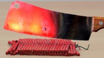 EXPERIMENT Glowing 1000 degree MEAT CHOPPER vs 100 FIRECRACKERS