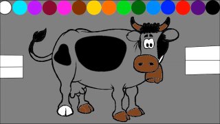 Learn Colors and Animals - Cow Coloring  Page - For Kids