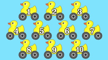 Rubber Duck Monster Trucks Teaching Numbers 1 to 10 - Learning Numbers for Kids