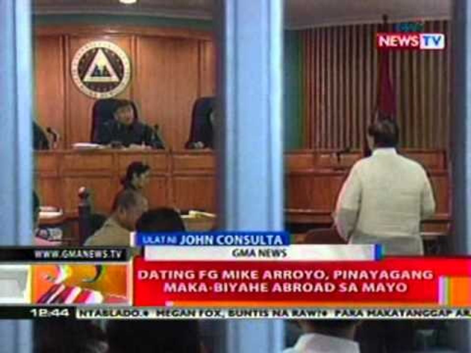 BT: Dating FG Mike Arroyo, pinayagang   maka-biyahe abroad sa Mayo