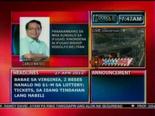 DB: Pananambang sa mga sundalo sa Ifugao, kinondena ni Ifugao Bishop Rodolfo Beltran (042712)