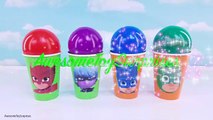 PJ Masks Learn Colors with Surprise Cups Balls Candy Gumballs and Playdoh Toy Surprises