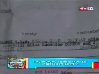 BP: Itinuturong most wanted na   opisyal ng NPA sa Leyte, arestado