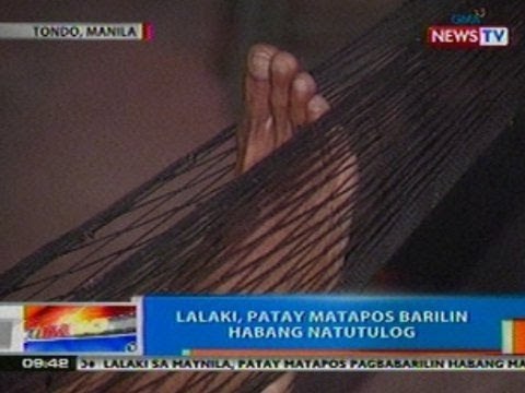 NTG: Lalaki, patay matapos barilin habang natutulog sa Tondo, Maynila (050812)