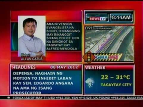 DB: Boy Evangelista, itinangging may binanggit siyang police gen. na sangkot sa pagpatay (050812)