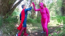 Spiderman & Pink Spidergirl Kissing at Funny Animal Farm vs Joker Prank Batman Frozen Elsa Comic lol