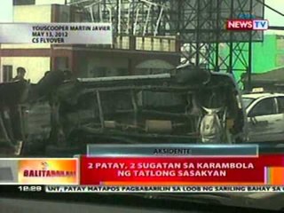 Скачать видео: BT: 2 patay, 2 sugatan sa karambola ng 3   sasakyan sa C5 Flyover