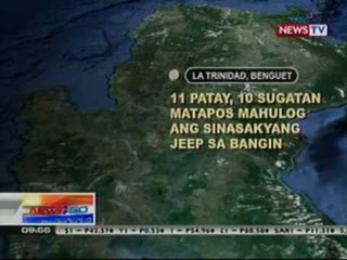 NTG: 11 patay, 10 sugatan matapos mahulog ang sinasakyang jeep sa bangin sa Benguet (051412)