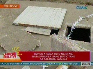 UB: EXCLUSIVE: Bungo at mga buto ng 4 na tao, natagpuan sa isang septic tank sa Calamba, Laguna