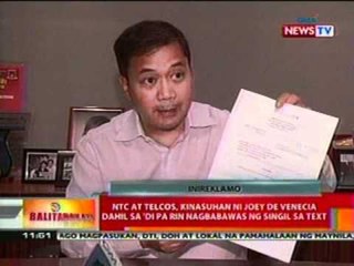 BT: NTC at TelCos, kinasuhan ni Joey de   Venecia dahil sa di pa rin nagbabawas ng   singil sa text