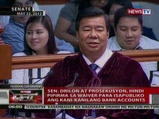 QRT: Sen. Drilon at prosekusyon, hindi pipirma sa waiver para isapubliko ang kanilang bank accounts