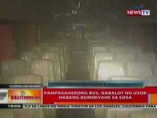 BT:  Pampasaherong bus, nabalot ng usok habang   bumibyahe sa EDSA