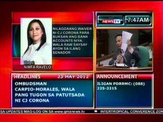 Nilagdaang waiver ni CJ Corona para buksan ang bank acct niya, wala raw saysay ayon sa ilang senador