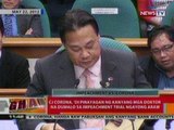 BT:  CJ Corona, di pinayagan ng mga doktor na dumalo sa impeachment trial ngayong araw