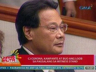 UB: Corona, kampante at buo ang loob sa pagsalang sa witness stand (052212)