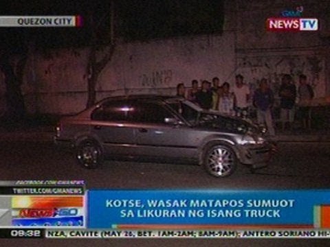 NTG: Kotse, wasak matapos sumalpok sa likuran ng isang truck sa QC (052512)