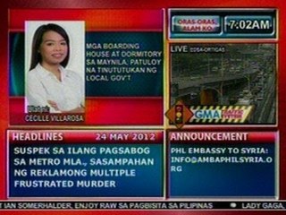 DB: Mga boarding house at dormitory sa Maynila, patuloy na tinututukan ng Local Gov't (052412)