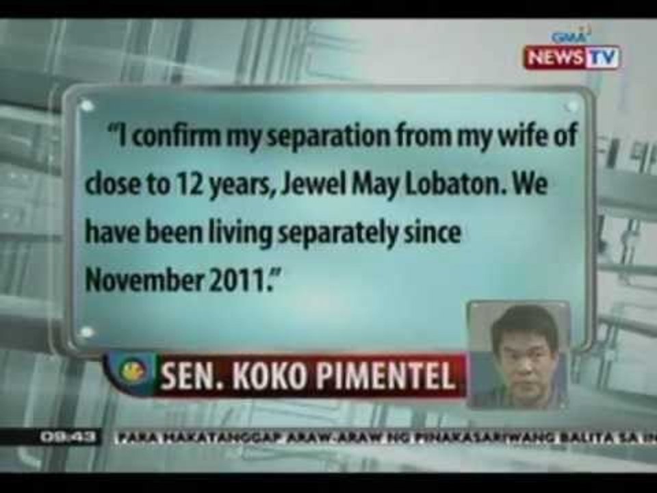 SONA: Sen. Koko Pimentel, kinumpirmang hiwalay na sa asawang si Jewel May Lobaton