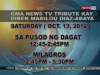 BT: GMA News TV Tribute kay Direk Marilou Diaz-Abaya schedule