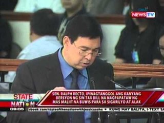 SONA: Recto version ng Sin Tax Bill, ikinadismaya ng BIR, DOH at Health advocates