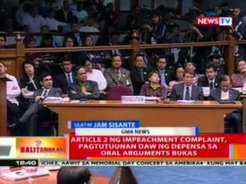 BT: Article 2 ng impeachment complaint, pagtutuunan daw ng Depensa sa oral arguments bukas