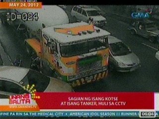 UB: Sagian ng isang kotse at isang tanker sa C5-Road, huli sa CCTV (052812)