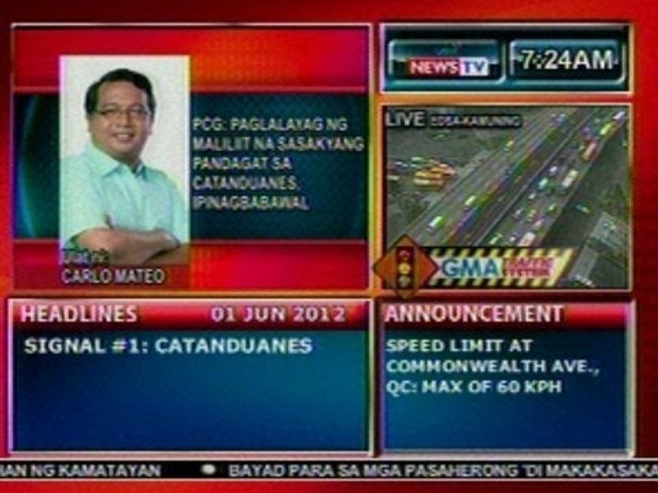 DB: PCG: Paglalayag ng maliliit na sasakyang pandagat sa Catanduanes, ipinagbabawal