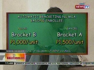 BT: Pagbabago sa bracketing ng mga bagong   enrollee sa UP Diliman, inalmahan ng   student council