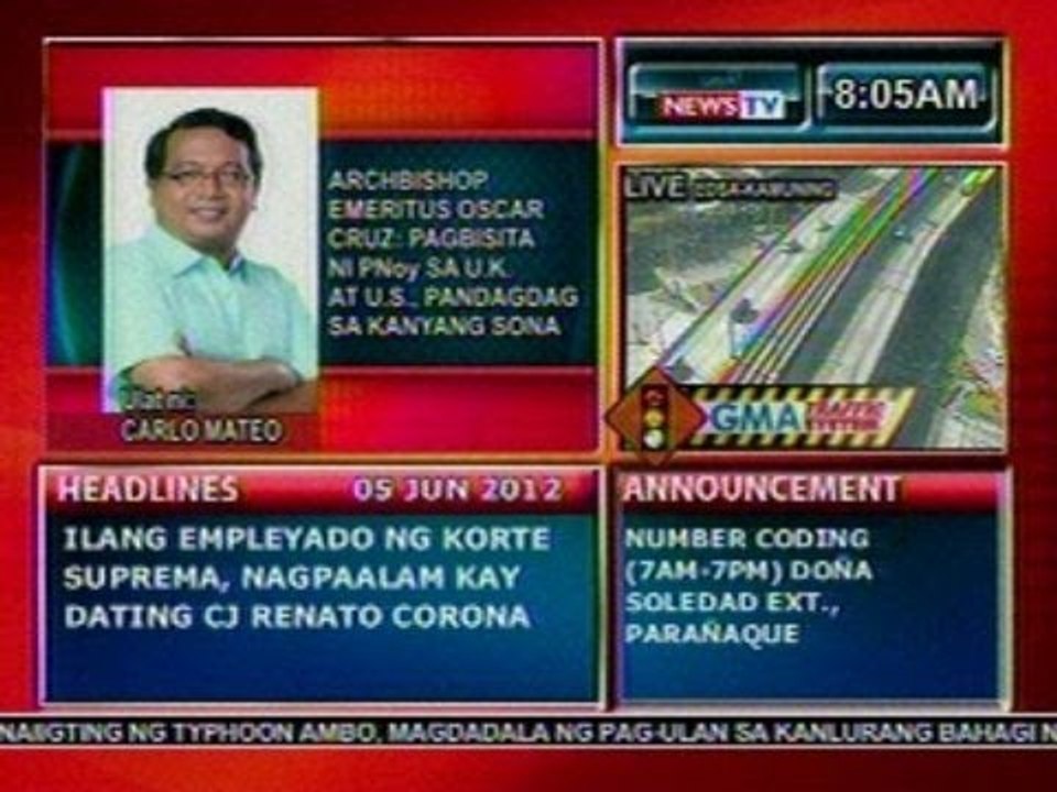 DB: Archbishop Emeritus Oscar Cruz: Pagbisita ni PNoy sa U.K. at U.S., pandagdag sa kanyang SONA