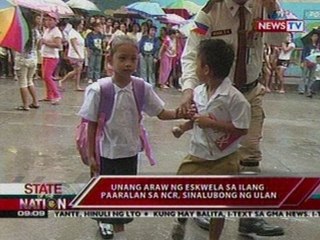 SONA: Unang araw ng eskwela sa ilang paaralan sa NCR, sinalubong ng ulan