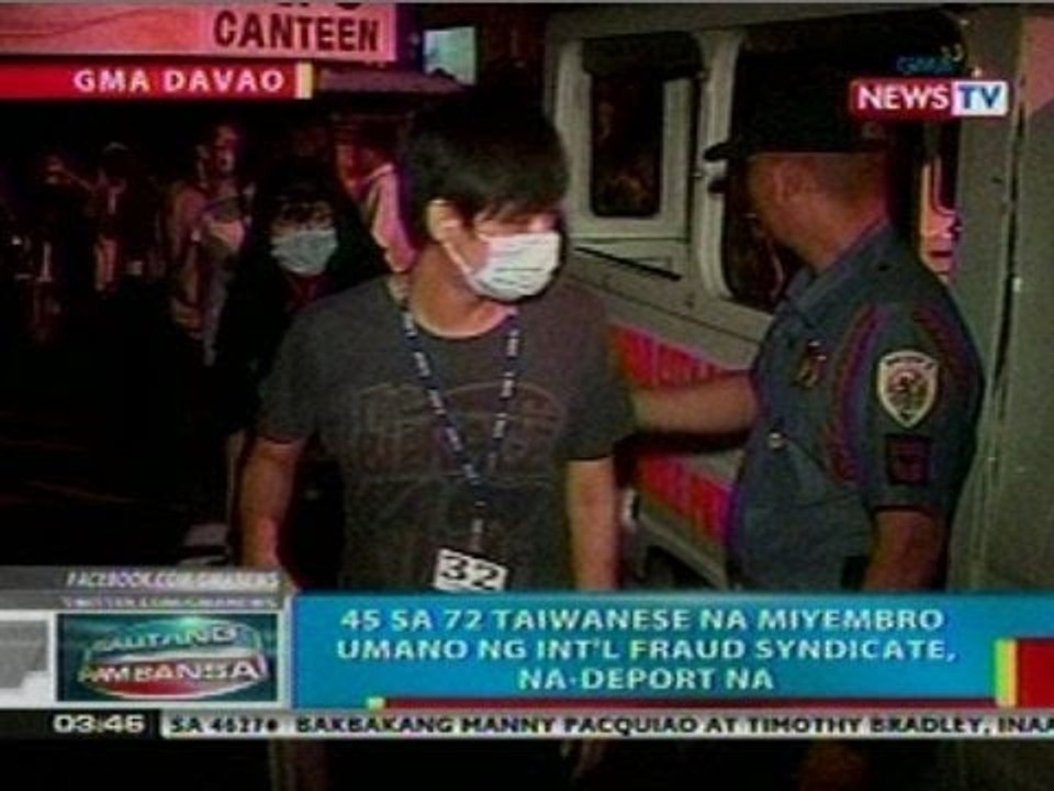 BP: 45 sa72 Taiwanese na miyembro ng int'l   fraud syndicate, na-deport na