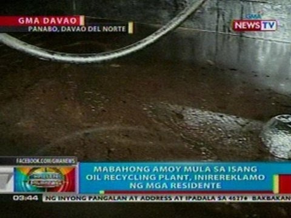 BP: Mabahong amoy mula sa isang oil recycling plant sa Davao, inirereklamo ng mga residente