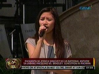 Pagkanta ni Jessica ng US nat'l anthem sa labang Pacquiao vs. Bradley, suhestyon ni Pacman