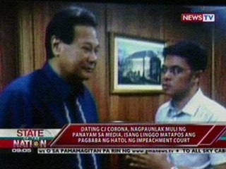 Corona, nagpaunlak ng panayam sa media, 1 linggo matapos ang pagbaba ng hatol ng Impeachment Court