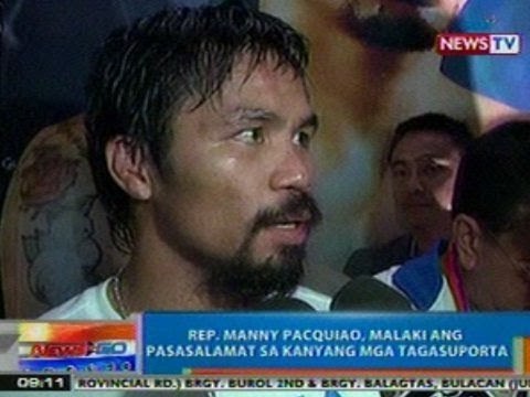 NTG: Pacquiao, malaki ang pasasalamat sa kanyang mga taga-suporta