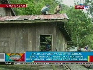 BP: Halos 60 pamilya sa Sitio Ladian, Davao, nagsilikas nang ideklarang landslide-prone ang lugar