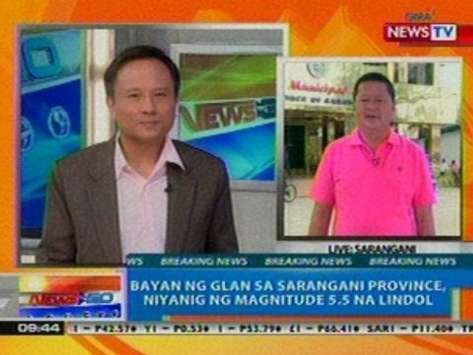 NTG: Bayan ng Glan sa Sarangani Province, niyanig ng magnitude 5.5 na lindol