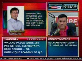 DB: Nawawalang driver ng van na binaha sa West Riverside, Del Monte, QC, nailigtas na